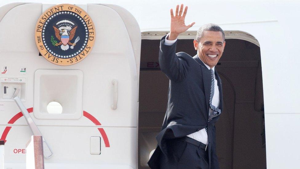 Barack Obama at Stansted Airport