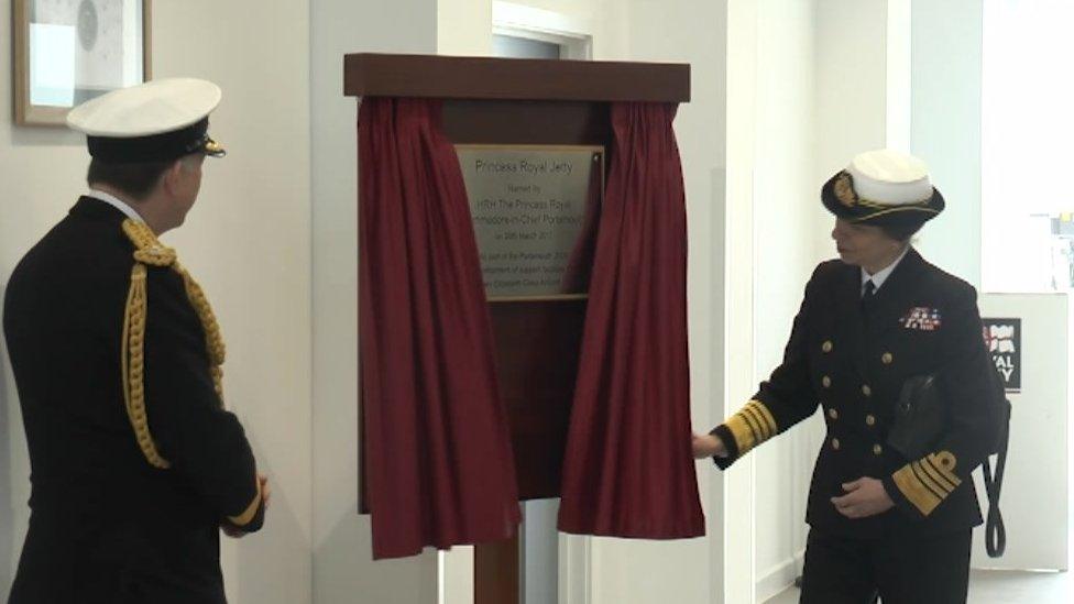 Princess Royal unveiling a plaque in Portsmouth