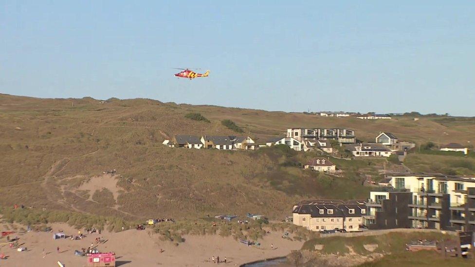 Air ambulance at Perranporth