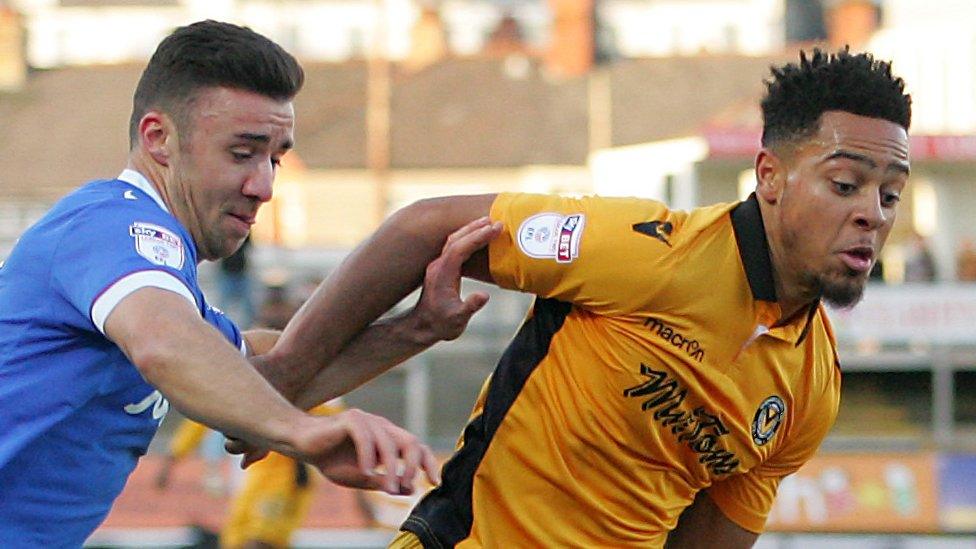 Jazzi Barnum Bobb of Newport County beats Portsmouth's Enda Stevens