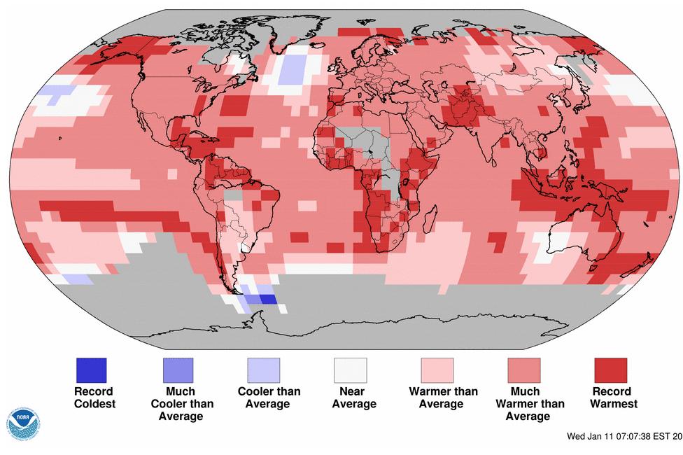 NOAA temperature map