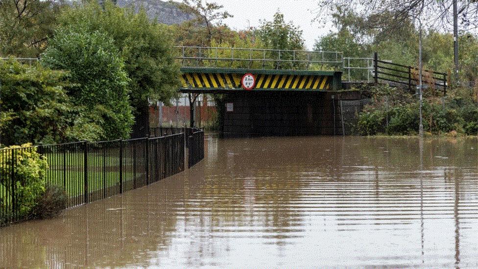 Flooding in Dumbarton, West Dunbartonshire.