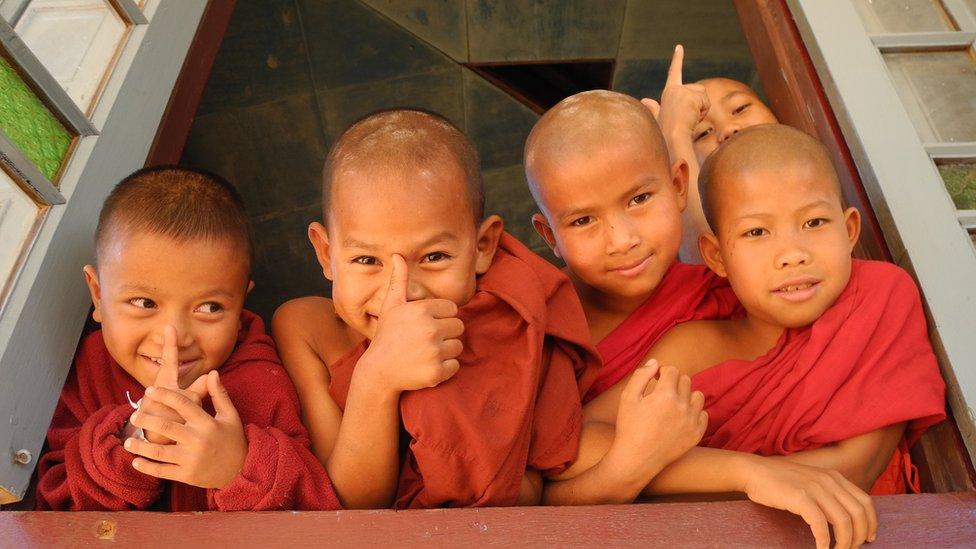 Trainee monks at a monastery,