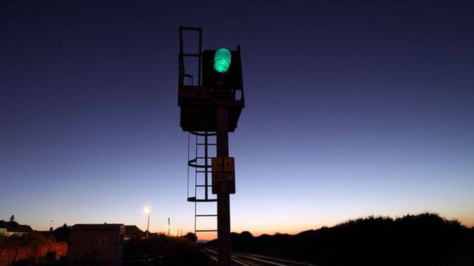 Green light on railway signals