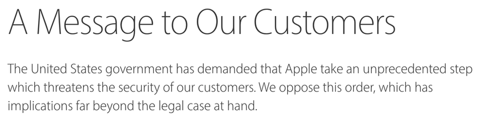 Letter from Apple to customers