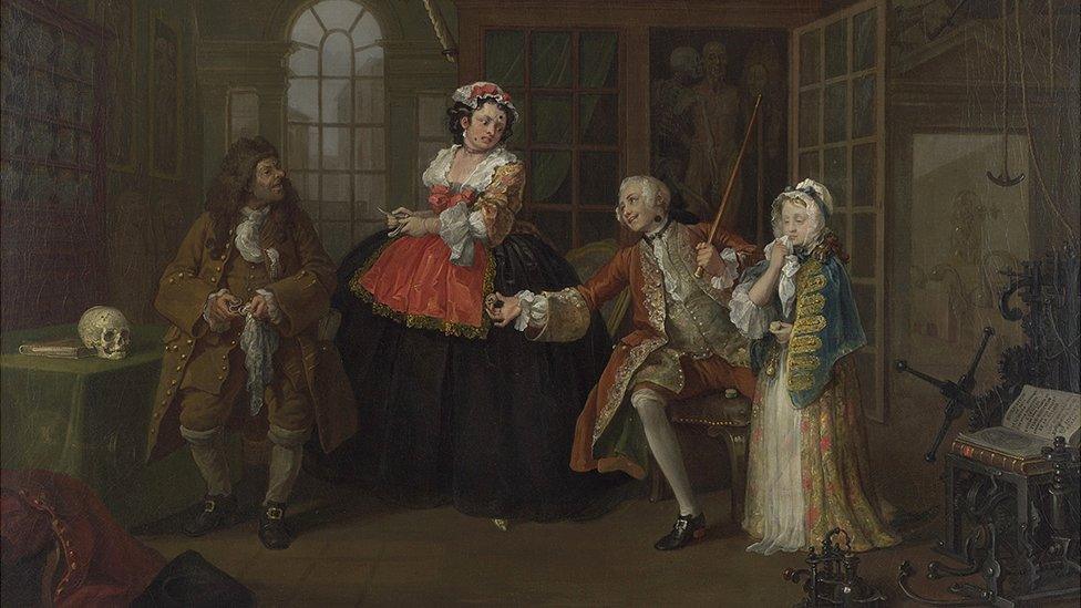 Marriage A-la-Mode: The Inspection is the third in a series of six satirical works by Hogarth