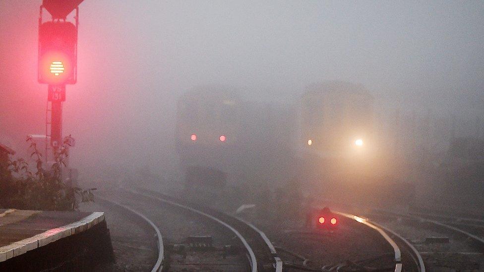 Trains in fog