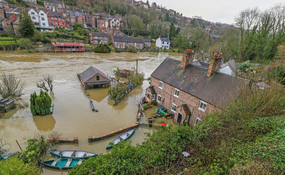 Flooding in Ironbridge, Shropshire