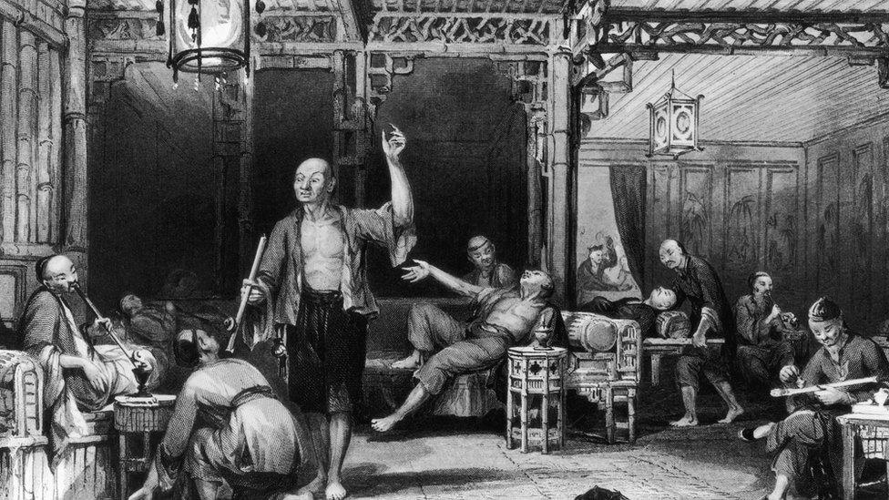 A Chinese opium den