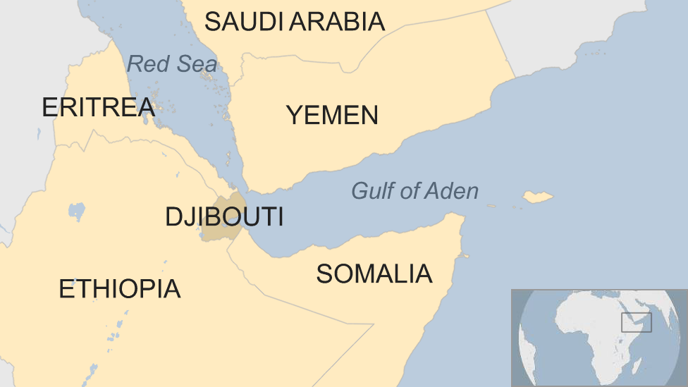 Map showing Djibouti in Africa