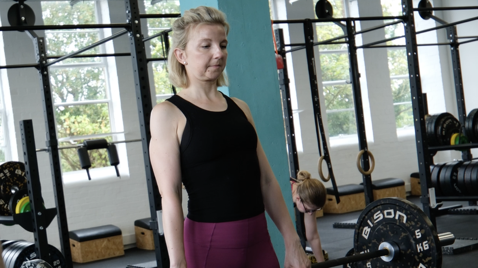 Victoria at a gym training