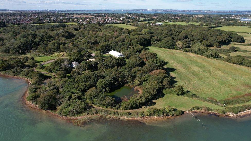 aerial view of wedding site