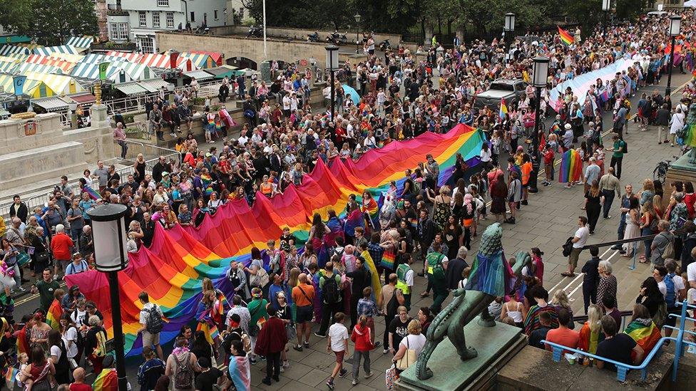 Pride flag outside Norwich City Hall