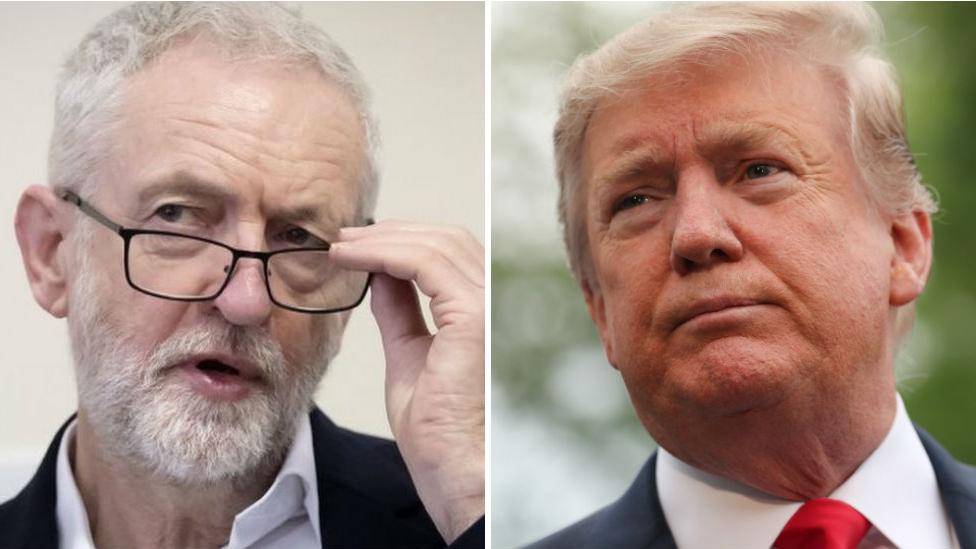 Jeremy Corbyn and Donald Trump composite image