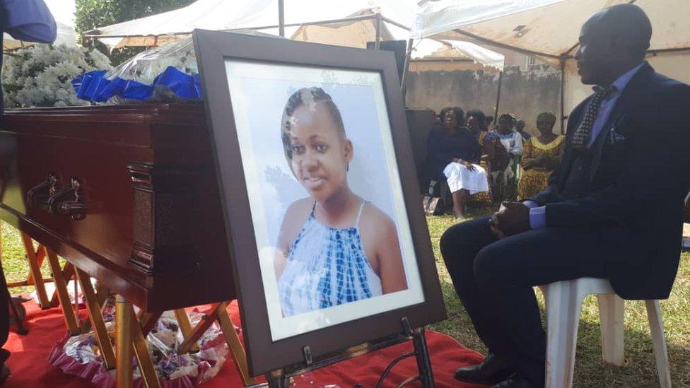 Nikita Pearl Waligwa's coffin and photograph