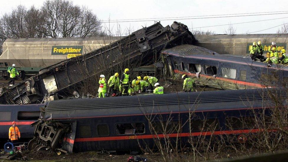 Aftermath of the Selby rail crash