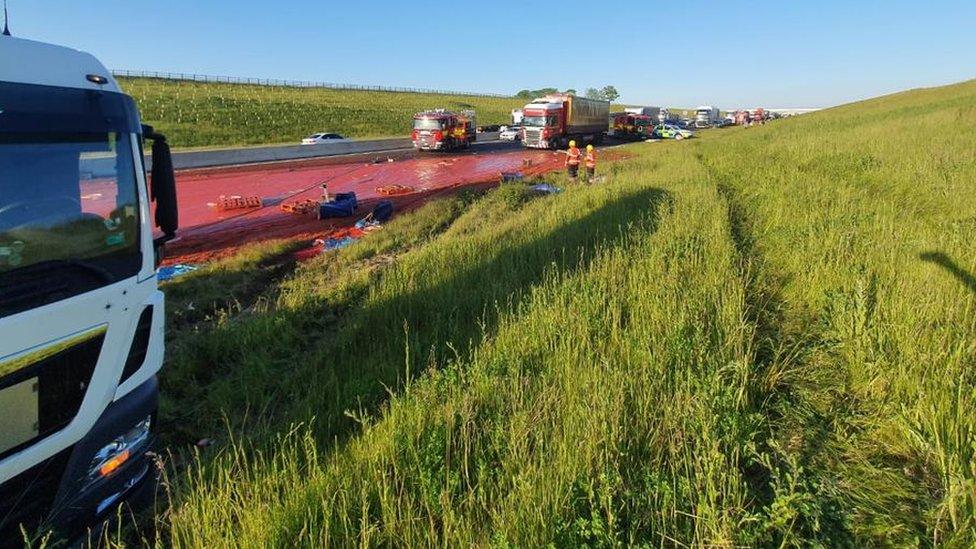 The tomato puree spillage in Cambridgeshire that happened on Tuesday