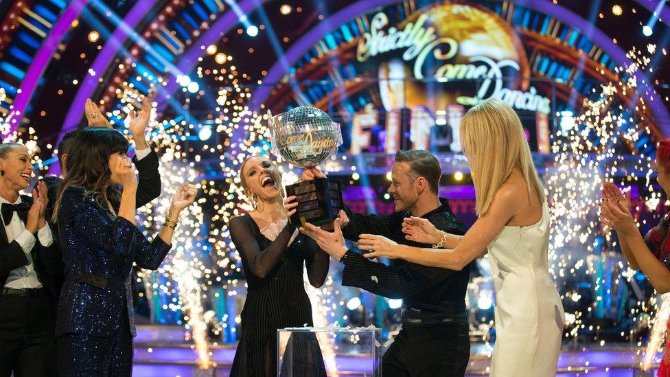 Strictly Come Dancing 2018 winner Stacey Dooley celebrates with trophy