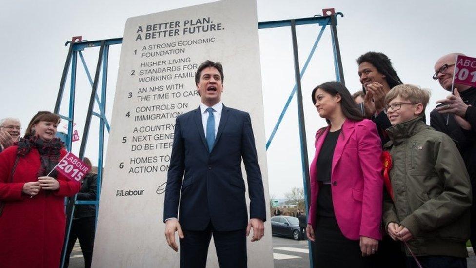 Ed Miliband unveils what became known as the 'Ed Stone' in the run-up to last year's general election