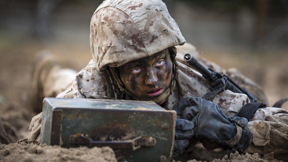 Maria Daume, a Marine Corps recruit, during the Crucible