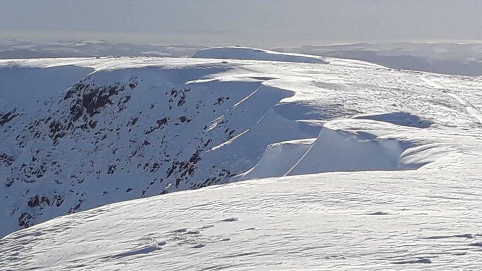 Snow covered Helvellyn plateau