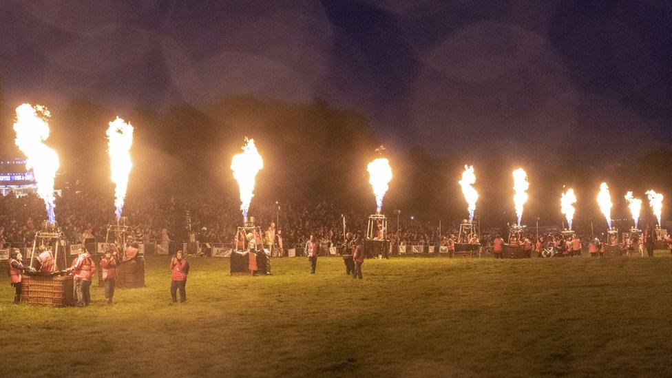 Thursday night's 'naked nightglow' at the 2019 Bristol International Balloon Fiesta