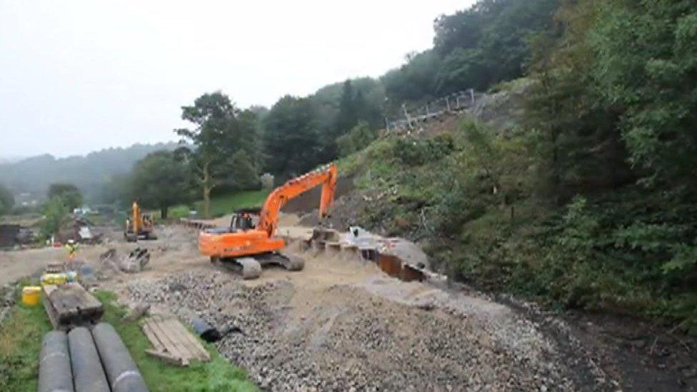 Repair work under way on the Rochdale Canal