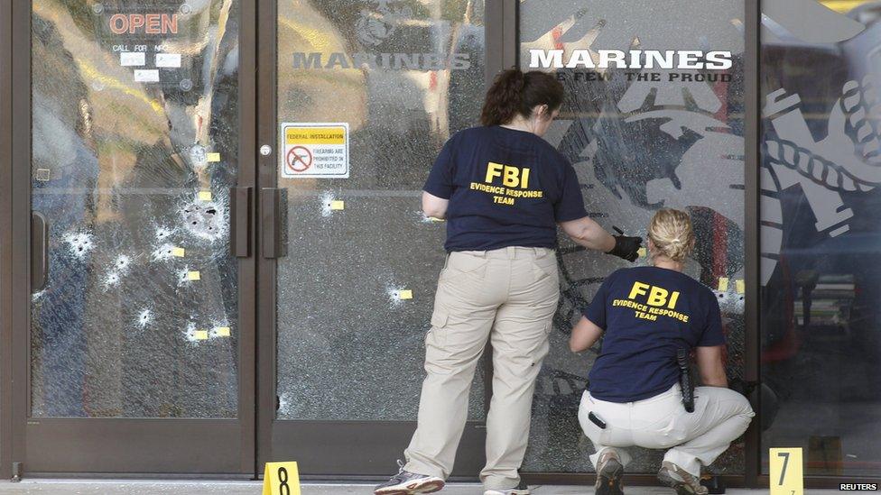 Scene of shooting at military recruiting centre in Chattanooga, Tennessee, on 16 July 2015