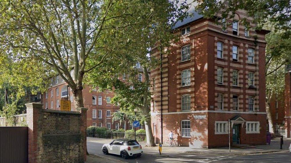 Google StreetView image showing Arnold Circus looking onto redbrick houses on Club Row