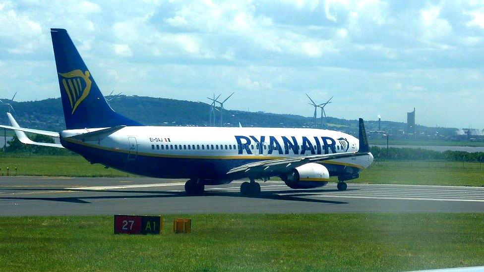 Ryanair aircraft on Liverpool runway