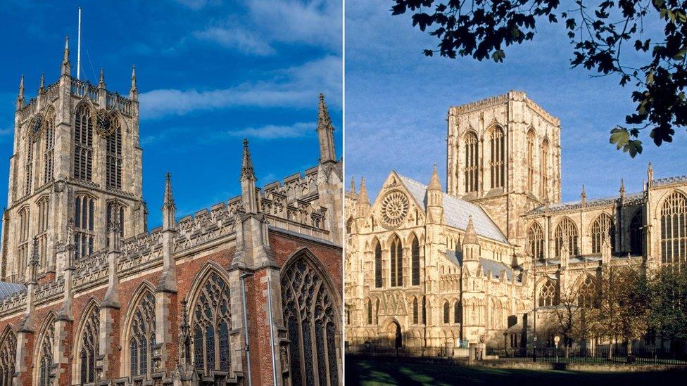 Hull Minster (left) and York Minster (right)