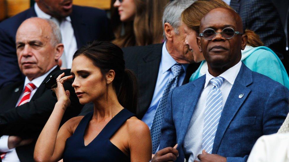 Victoria Beckham and Samuel L Jackson sat in the Royal Box in 2014