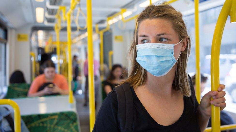 Woman in face mask