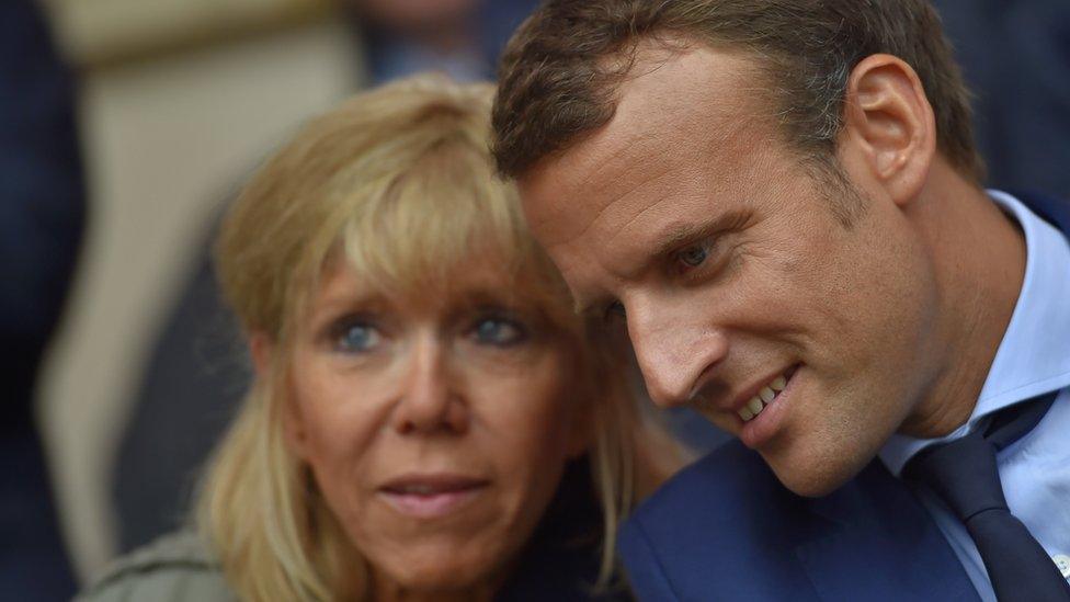 Mr Macron with his wife Brigitte Trogneux