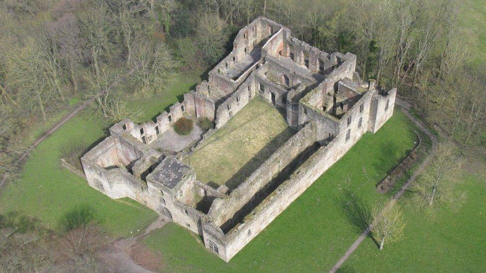 Aerial view of Workington Hall ruins