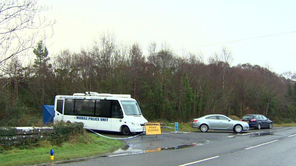 Police at the scene of the crash on Tullychurry Road in 2014