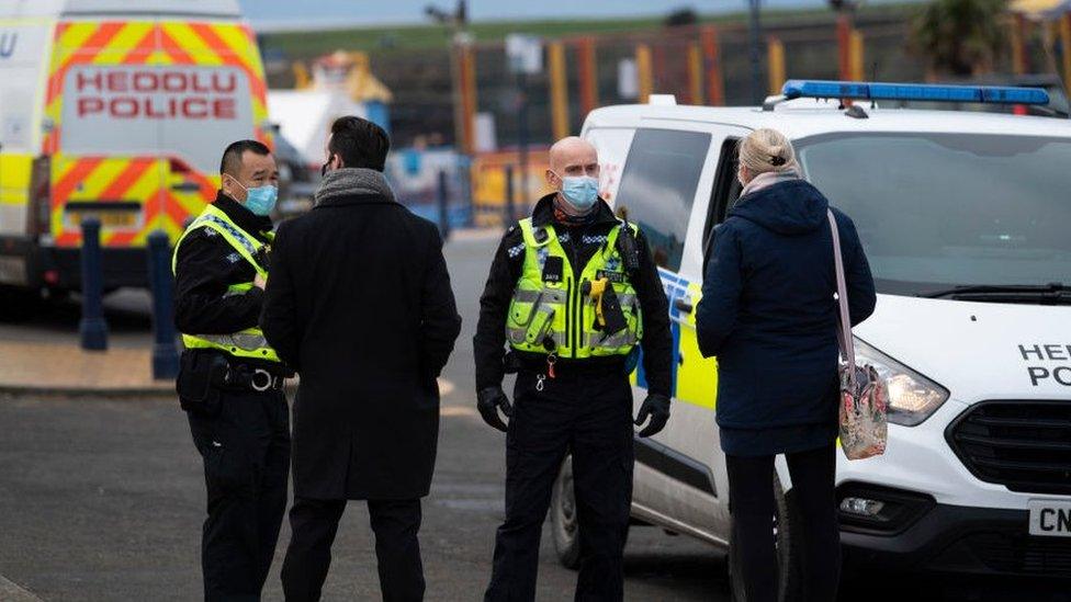 Officers in Barry Island