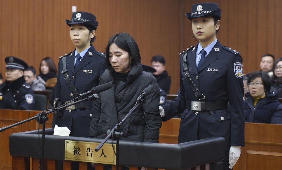 Mo Huanjing pictured at her trial in Hangzhou, Zhejiang Province