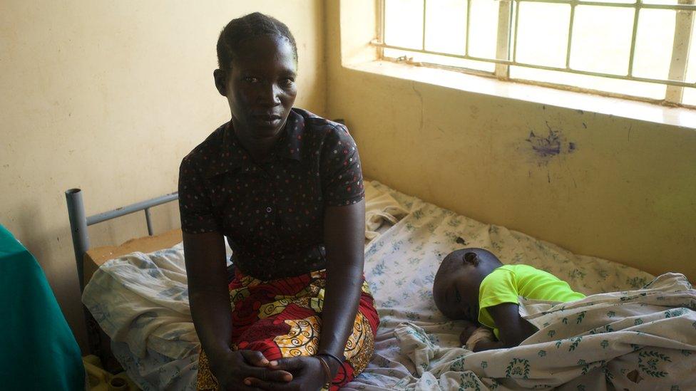 Achan Nightly and her son Opio Innocent at Kitgum Hospital