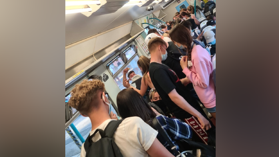 Barry to Cardiff packed train