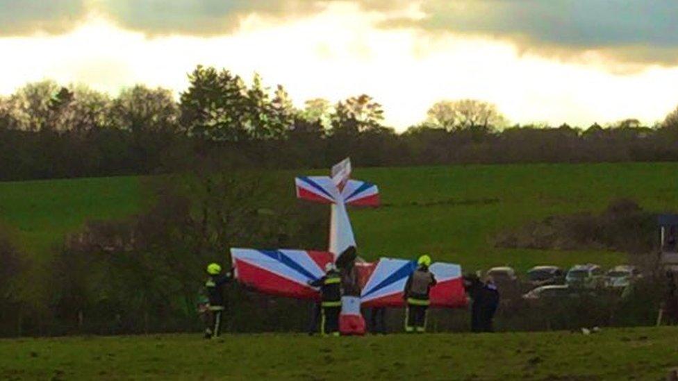 Light aircraft being righted