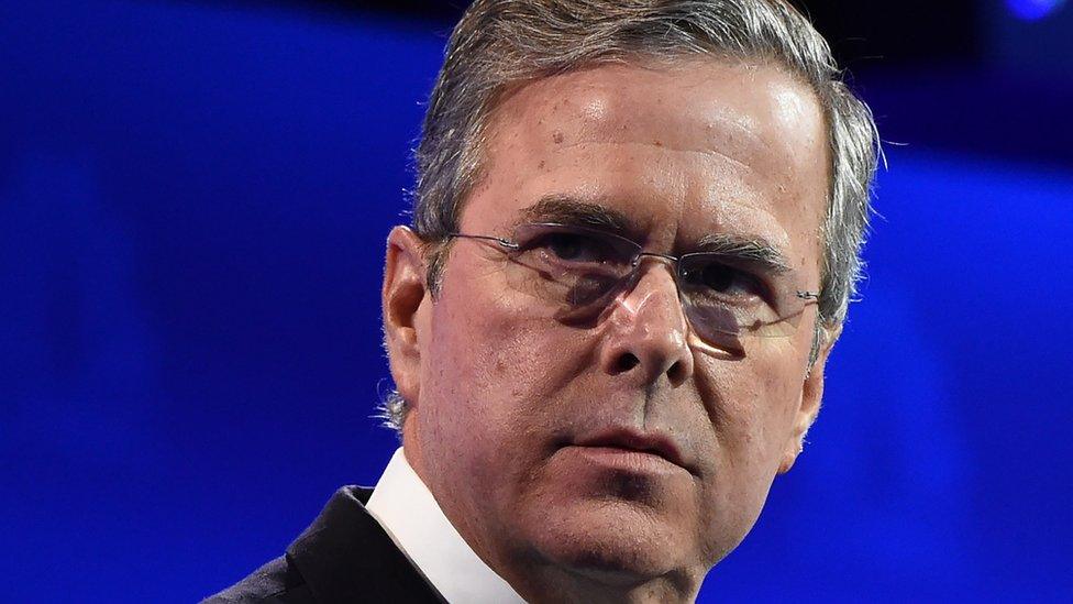 Former Florida Governor Jeb Bush looks on at the Colorado presidential debate.