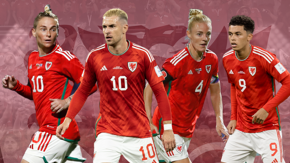 Wales internationals Jess Fishlock, Aaron Ramsey, Sophie Ingle and Brennan Johnson