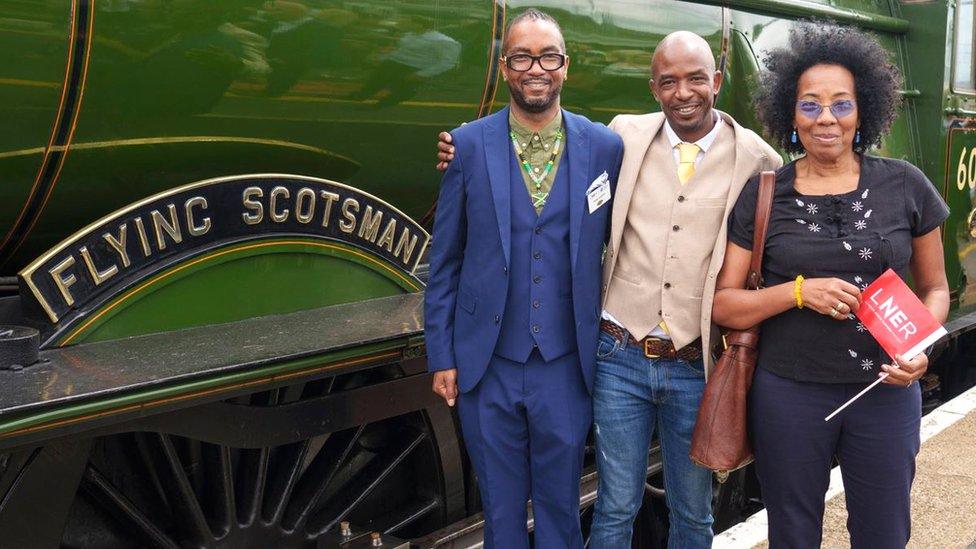 Wilston Jackson's family with Flying Scotsman