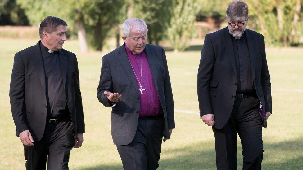 Dean of Jersey the Very Reverend Mike Kierle, the Bishop of Salisbury the Right Reverend Nicholas Holtam and Dean of Guernsey the Very Reverend Tim Barker