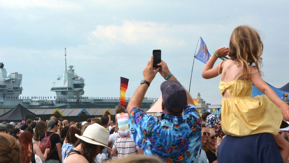 People look at HMS Prince of Wales