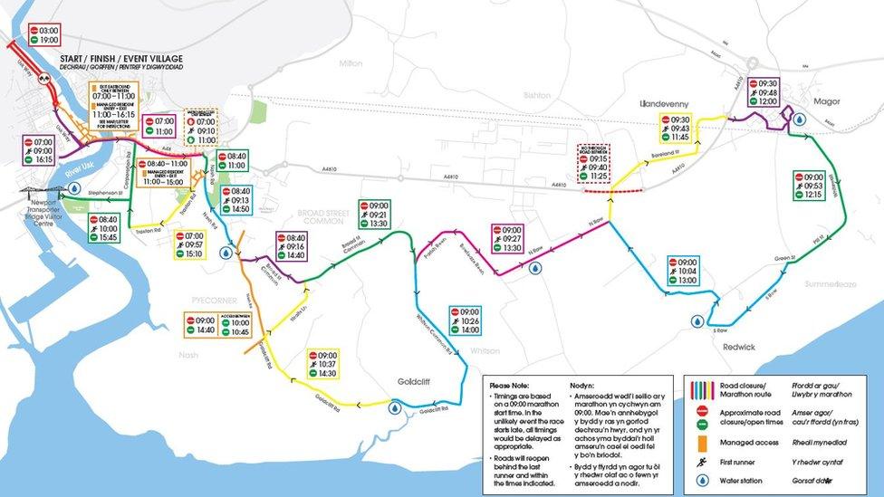 Road closures for the Newport Wales Marathon