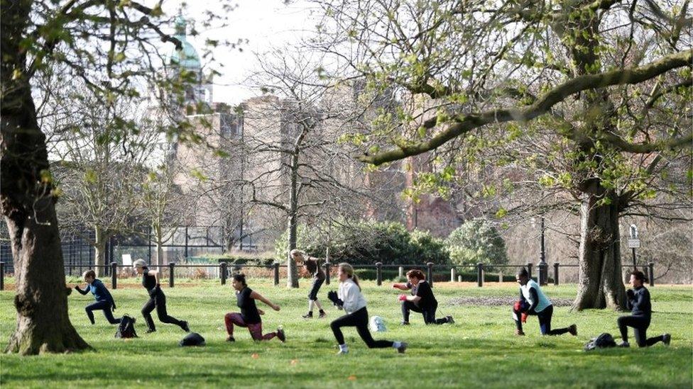 Exercise class in Hyde Park