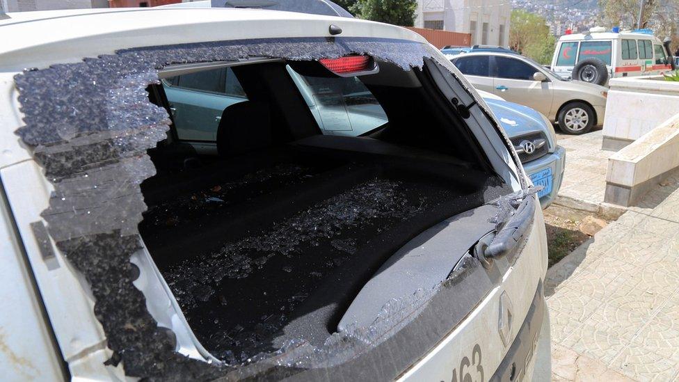 Vehicle damaged in attack that killed ICRC aid worker on the outskirts of Taiz