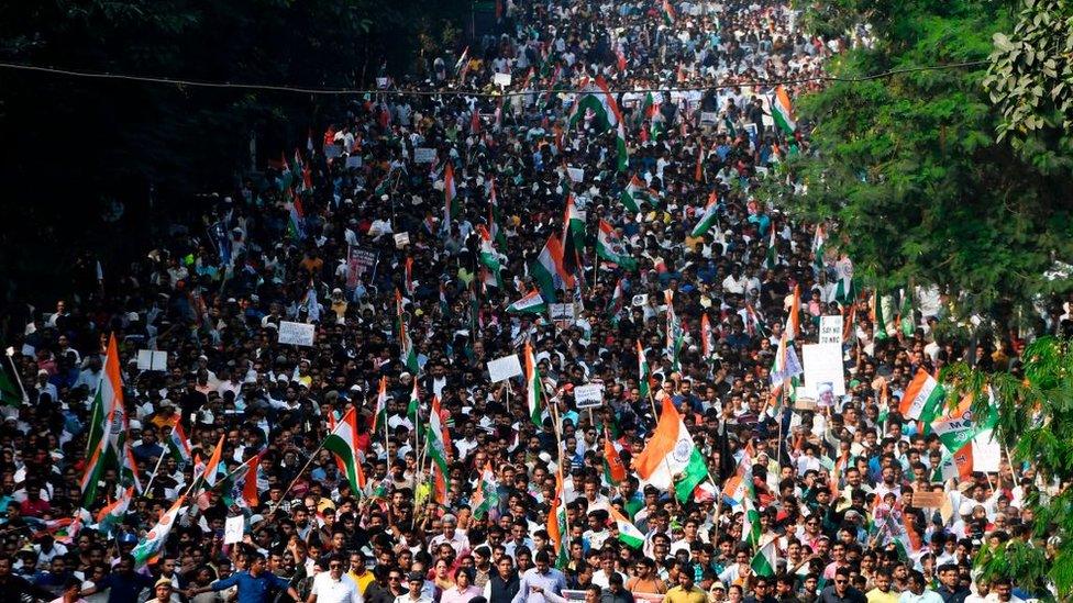 Protest against the Indian government's Citizenship Amendment Act (CAA), in Kolkata on December 16, 2019